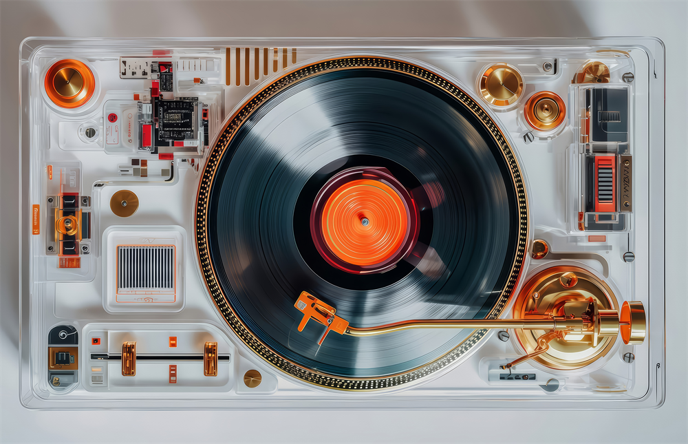 Transparent Turntable Record Player Glass Wall Art