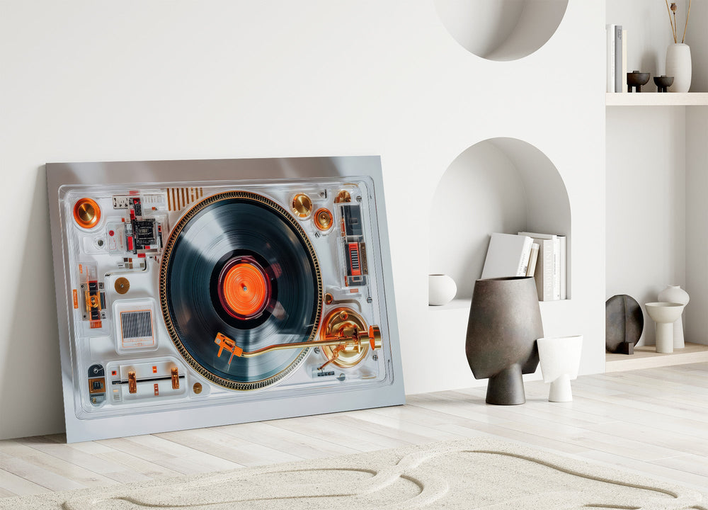 Transparent Turntable Record Player Glass Wall Art