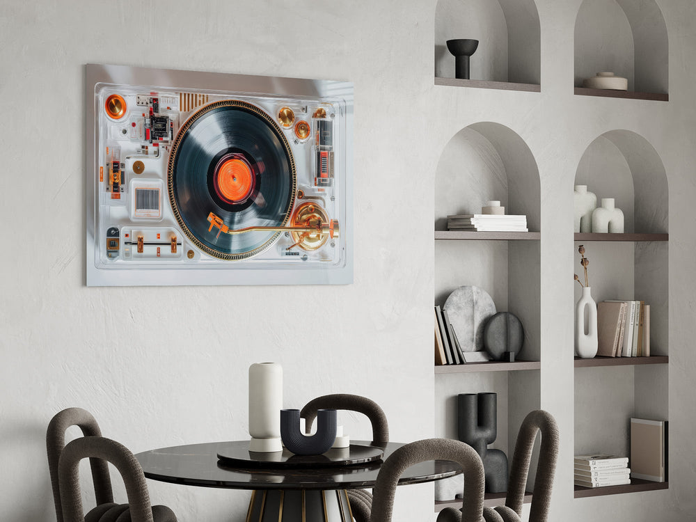 Transparent Turntable Record Player Glass Wall Art