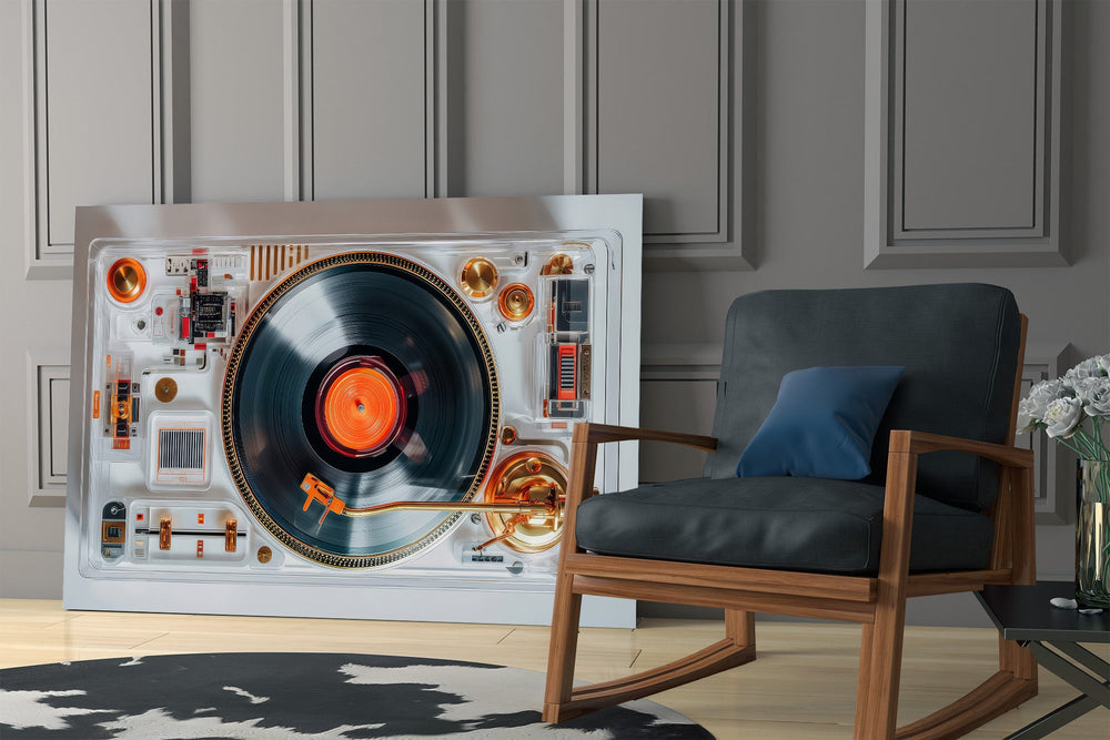 Transparent Turntable Record Player Glass Wall Art