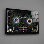 Cosmic Cassette Neon Rings Glass Wall Art