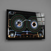 Cosmic Cassette Neon Rings Glass Wall Art