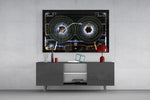 Cosmic Cassette Neon Rings Glass Wall Art