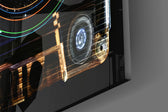 Cosmic Cassette Neon Rings Glass Wall Art