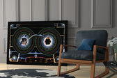 Cosmic Cassette Neon Rings Glass Wall Art
