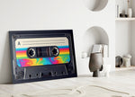 Rainbow Swirl Cassette Side A Glass Wall Art