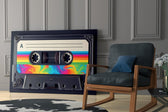 Rainbow Swirl Cassette Side A Glass Wall Art