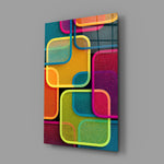 Neon Outlined Squares Abstract Glass Wall Art