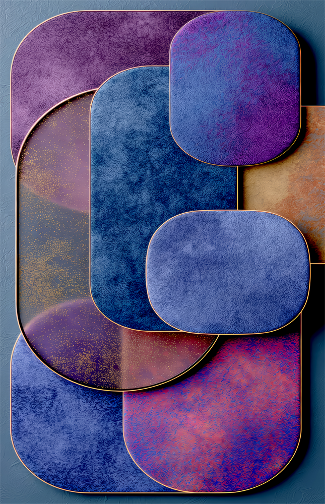 Velvet Rounded Shapes Purple Abstract Glass Wall Art