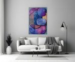 Velvet Rounded Shapes Purple Abstract Glass Wall Art