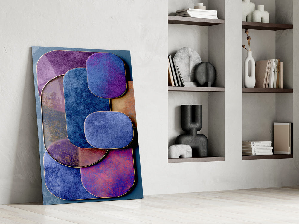 Velvet Rounded Shapes Purple Abstract Glass Wall Art