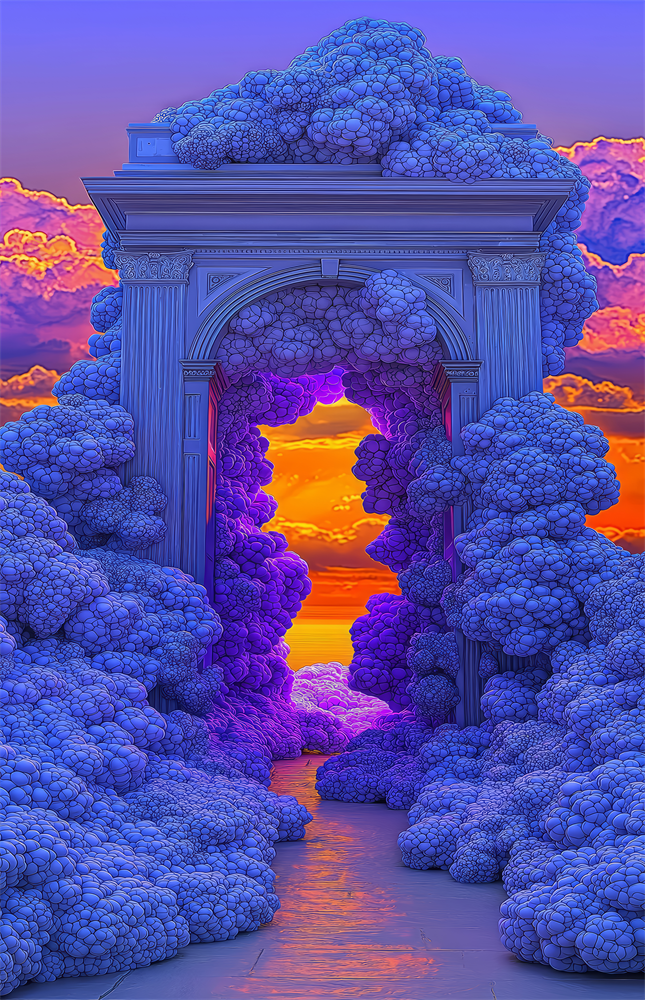 Coral Cloud Archway Surreal Glass Wall Art
