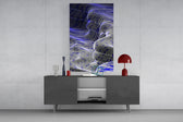 Indigo Line Waves Op Art Glass Wall Art