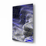 Indigo Line Waves Op Art Glass Wall Art