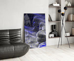 Indigo Line Waves Op Art Glass Wall Art