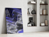 Indigo Line Waves Op Art Glass Wall Art