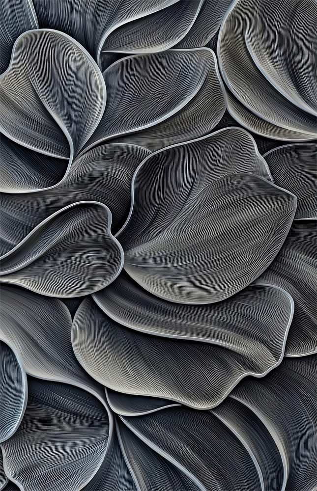 Silver Petal Layers Monochrome Glass Wall Art