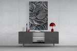 Silver Petal Layers Monochrome Glass Wall Art