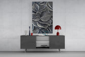 Silver Petal Layers Monochrome Glass Wall Art
