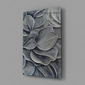Silver Petal Layers Monochrome Glass Wall Art
