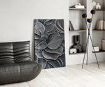 Silver Petal Layers Monochrome Glass Wall Art