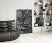 Silver Petal Layers Monochrome Glass Wall Art