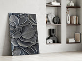 Silver Petal Layers Monochrome Glass Wall Art