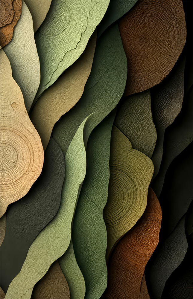Wood Grain and Leaf Layers Organic Glass Wall Art