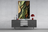 Wood Grain and Leaf Layers Organic Glass Wall Art