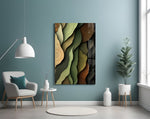 Wood Grain and Leaf Layers Organic Glass Wall Art