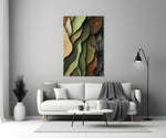 Wood Grain and Leaf Layers Organic Glass Wall Art