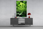 Under the Lotus Leaves Green Glass Wall Art