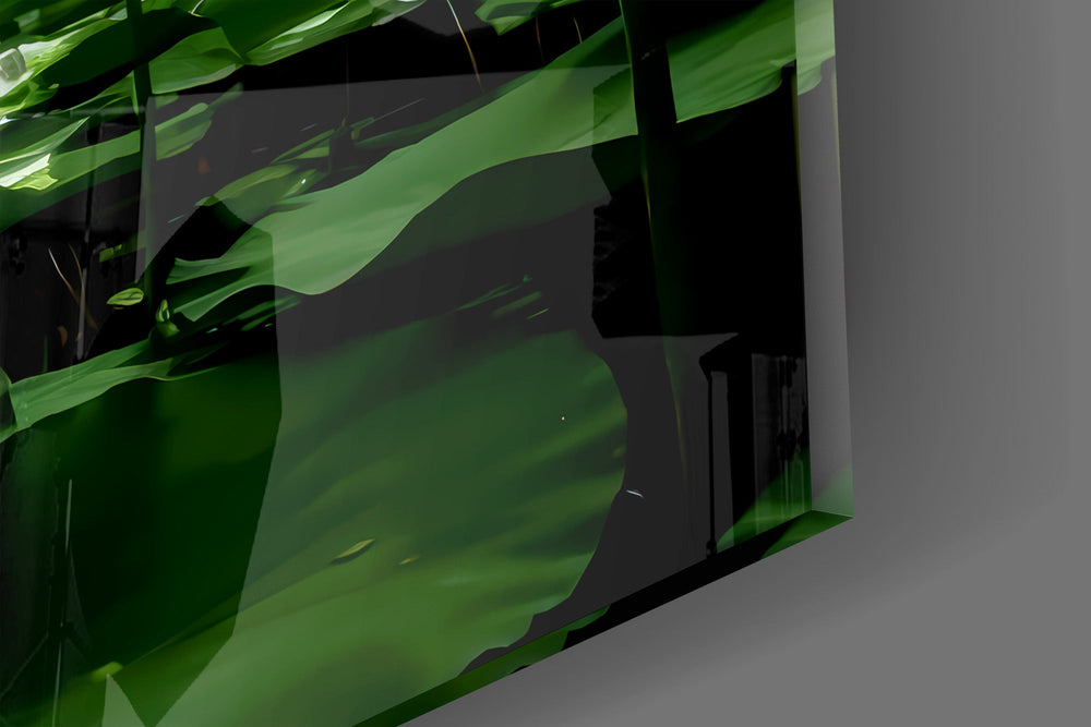Under the Lotus Leaves Green Glass Wall Art