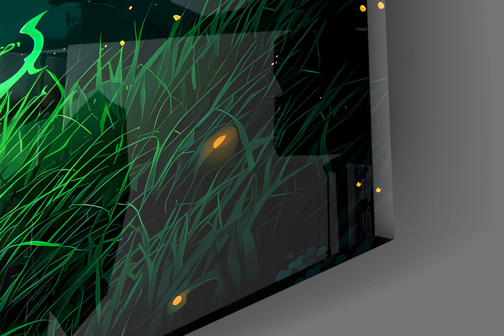 Glowing Emerald Sword Fantasy Glass Wall Art