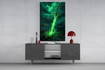 Glowing Emerald Sword Fantasy Glass Wall Art