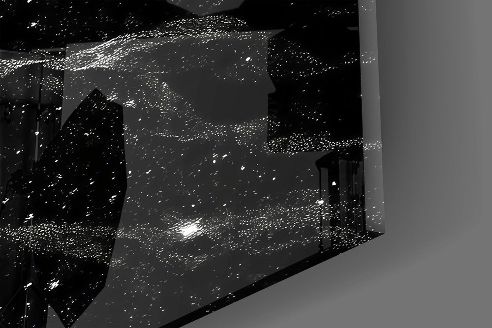 Cosmic Knight Silhouette Monochrome Glass Wall Art