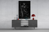 Cosmic Knight Silhouette Monochrome Glass Wall Art