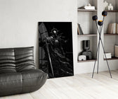 Cosmic Knight Silhouette Monochrome Glass Wall Art