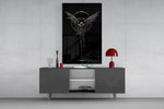 Fallen Angel with Golden Halo Dark Glass Wall Art