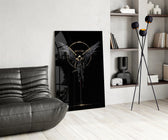 Fallen Angel with Golden Halo Dark Glass Wall Art