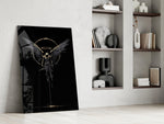 Fallen Angel with Golden Halo Dark Glass Wall Art