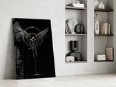 Fallen Angel with Golden Halo Dark Glass Wall Art
