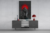 Praying Hands Red Mandala Glass Wall Art