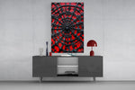 Black Spider Web on Red Gothic Glass Wall Art