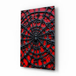 Black Spider Web on Red Gothic Glass Wall Art