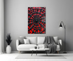 Black Spider Web on Red Gothic Glass Wall Art