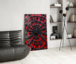 Black Spider Web on Red Gothic Glass Wall Art