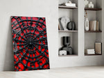 Black Spider Web on Red Gothic Glass Wall Art