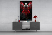 Red and White Eagle Wings Abstract Glass Wall Art