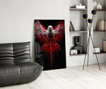 Red and White Eagle Wings Abstract Glass Wall Art